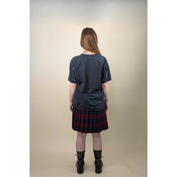 1990's british wool tartan red plaid kilt skirt - Picture 3 of 5